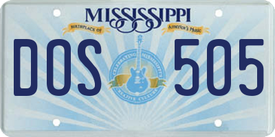 MS license plate DOS505