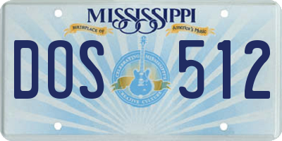 MS license plate DOS512