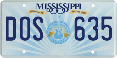 MS license plate DOS635