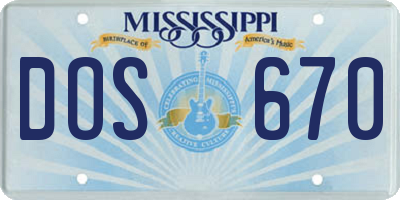MS license plate DOS670