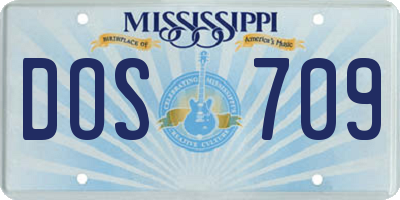 MS license plate DOS709