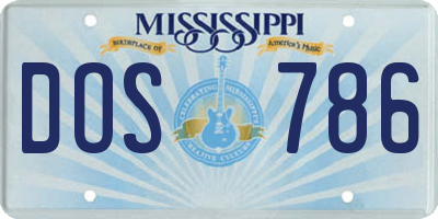 MS license plate DOS786