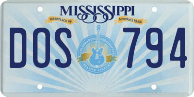 MS license plate DOS794