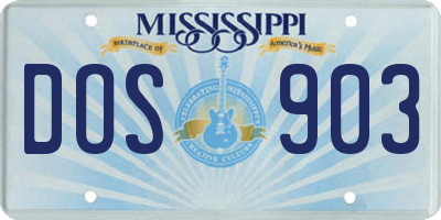 MS license plate DOS903