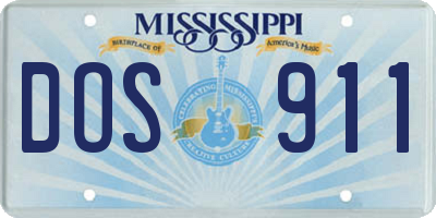 MS license plate DOS911