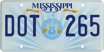 MS license plate DOT265