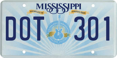 MS license plate DOT301