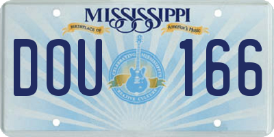 MS license plate DOU166