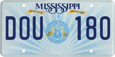 MS license plate DOU180