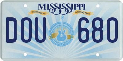 MS license plate DOU680