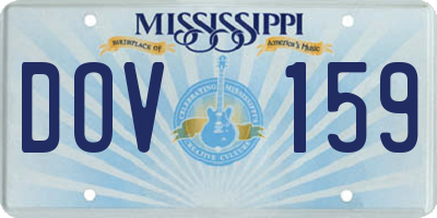MS license plate DOV159