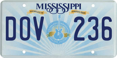 MS license plate DOV236