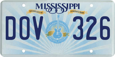 MS license plate DOV326