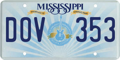 MS license plate DOV353