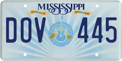 MS license plate DOV445
