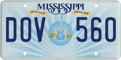MS license plate DOV560