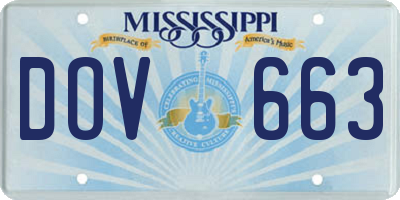 MS license plate DOV663