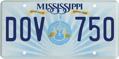 MS license plate DOV750