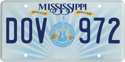 MS license plate DOV972