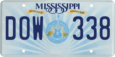 MS license plate DOW338