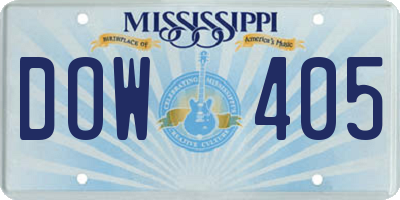 MS license plate DOW405