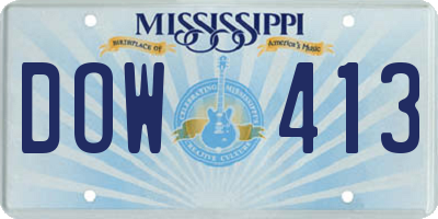MS license plate DOW413