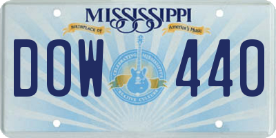 MS license plate DOW440