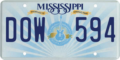 MS license plate DOW594