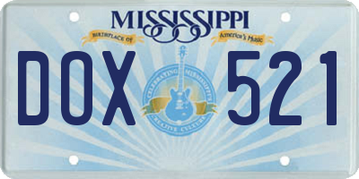 MS license plate DOX521