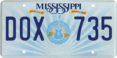 MS license plate DOX735