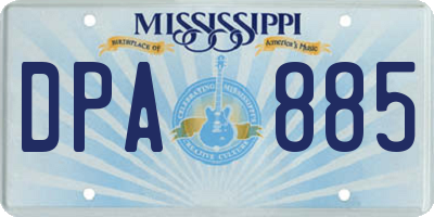 MS license plate DPA885