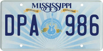 MS license plate DPA986
