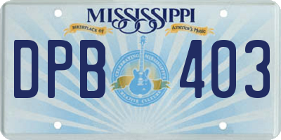 MS license plate DPB403