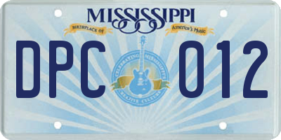 MS license plate DPC012