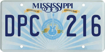 MS license plate DPC216