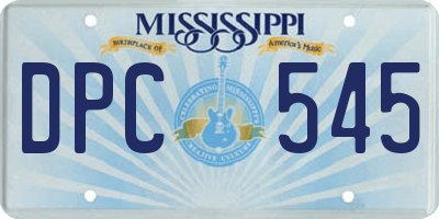 MS license plate DPC545