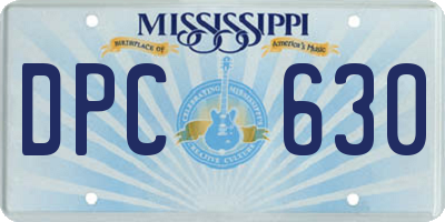 MS license plate DPC630