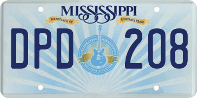 MS license plate DPD208