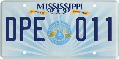 MS license plate DPE011
