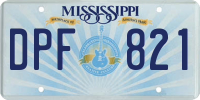 MS license plate DPF821