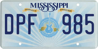 MS license plate DPF985