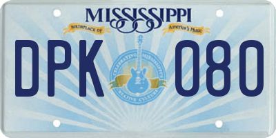 MS license plate DPK080