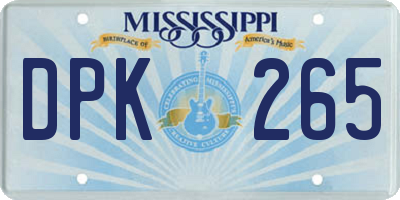 MS license plate DPK265