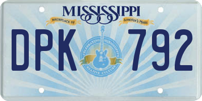 MS license plate DPK792