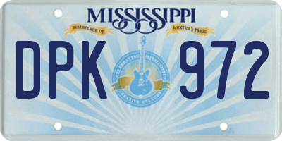 MS license plate DPK972