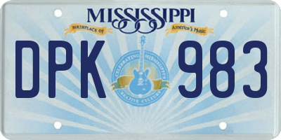 MS license plate DPK983