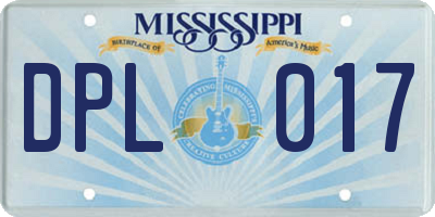 MS license plate DPL017