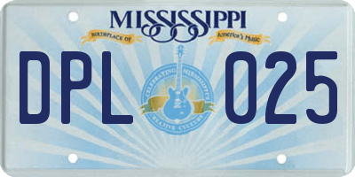 MS license plate DPL025