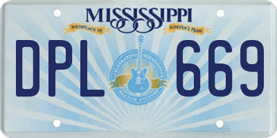 MS license plate DPL669