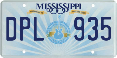 MS license plate DPL935